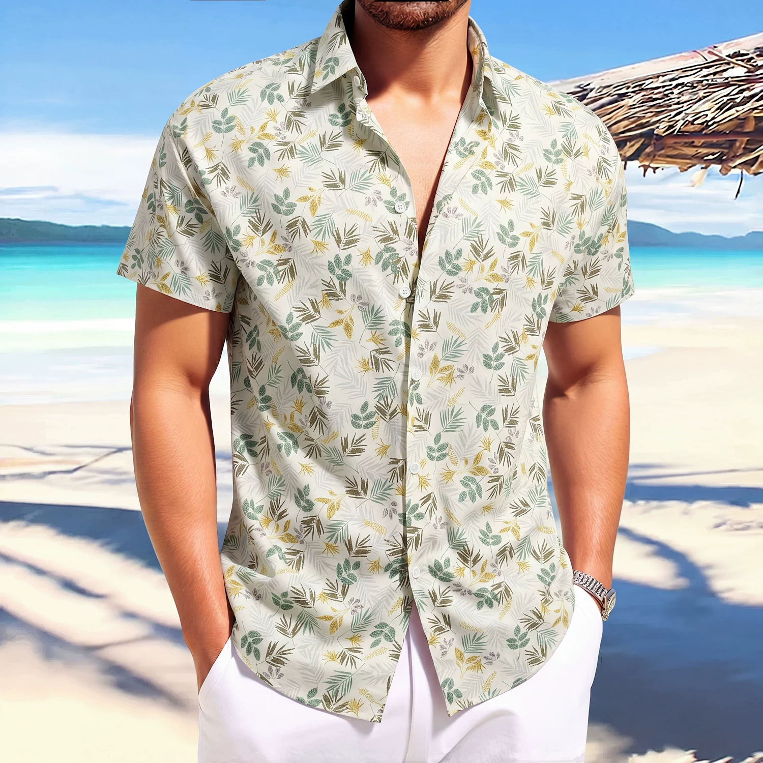 Vintage Hawaiian Floral Shirt - Camicia Hawaiana Estiva da Uomo, Camisa
