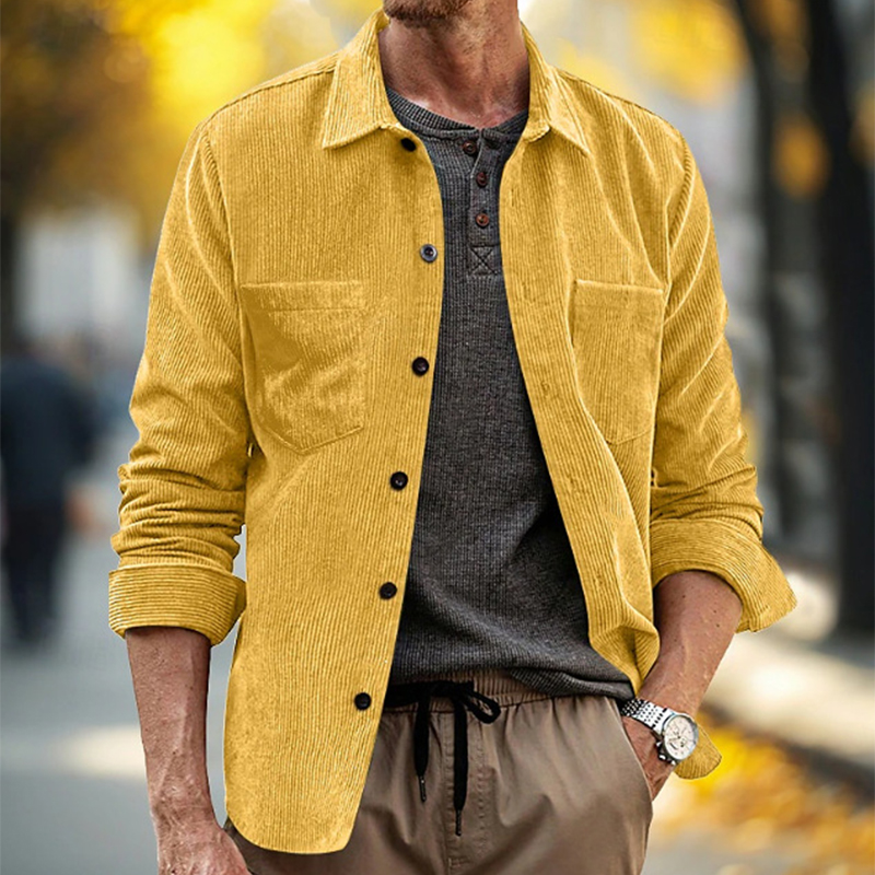 Corduroy Button Up Shirt Men - Camicia da uomo in velluto a