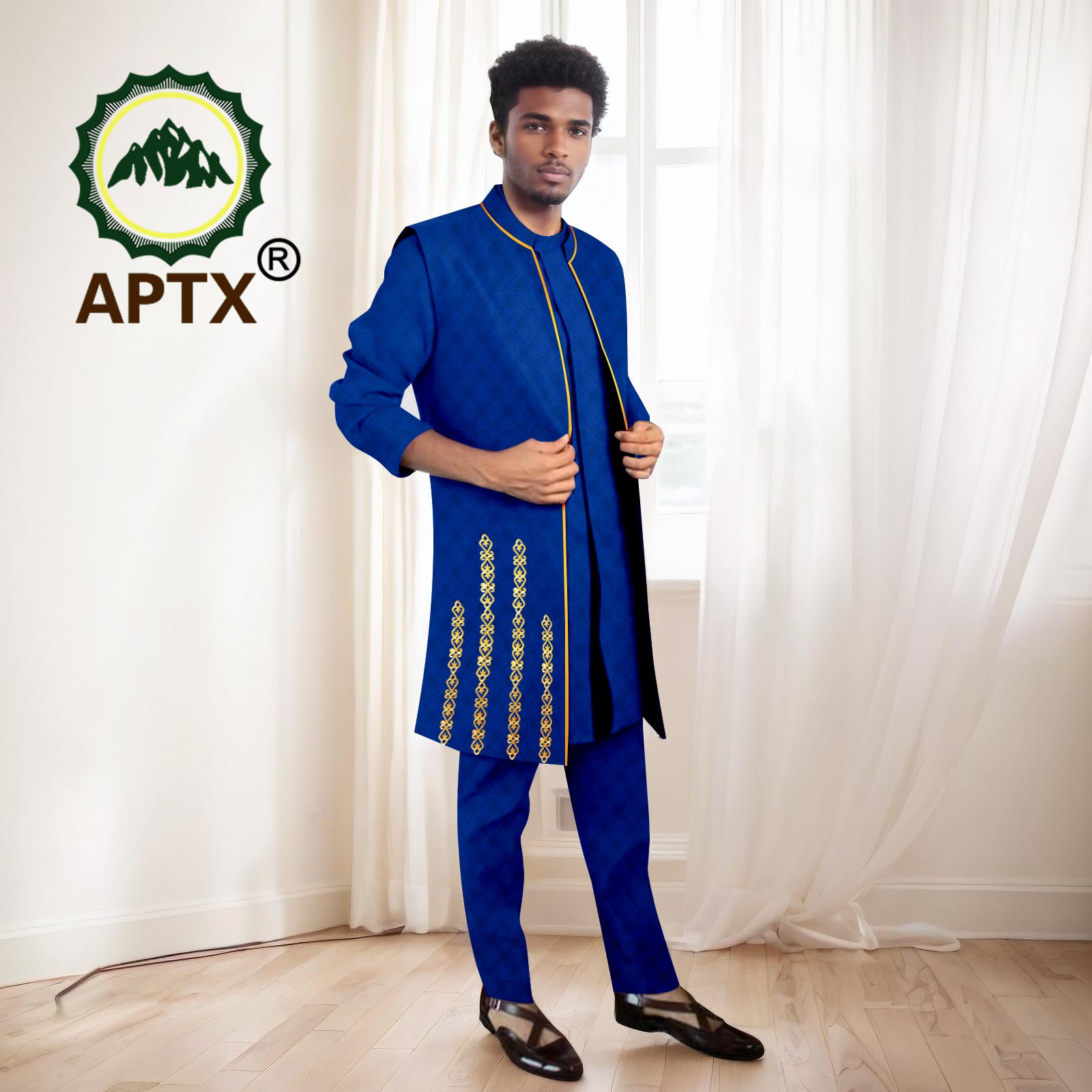 Mandarin Collar Formal Shirt Slim Fit - Abiti da uomo africani Set di