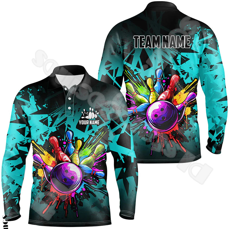 Short Sleeve Bowling Shirt Retro - Nome personalizzato Strike Bowling Player Flame
