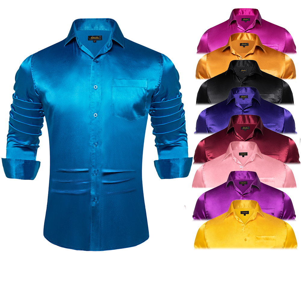 Mens Satin Silk Dress Shirt - Camicie eleganti da uomo in raso
