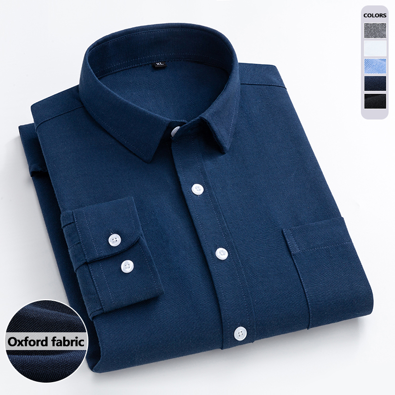 Oxford Cotton Casual Shirt Business - Camicia Oxford blu navy da uomo