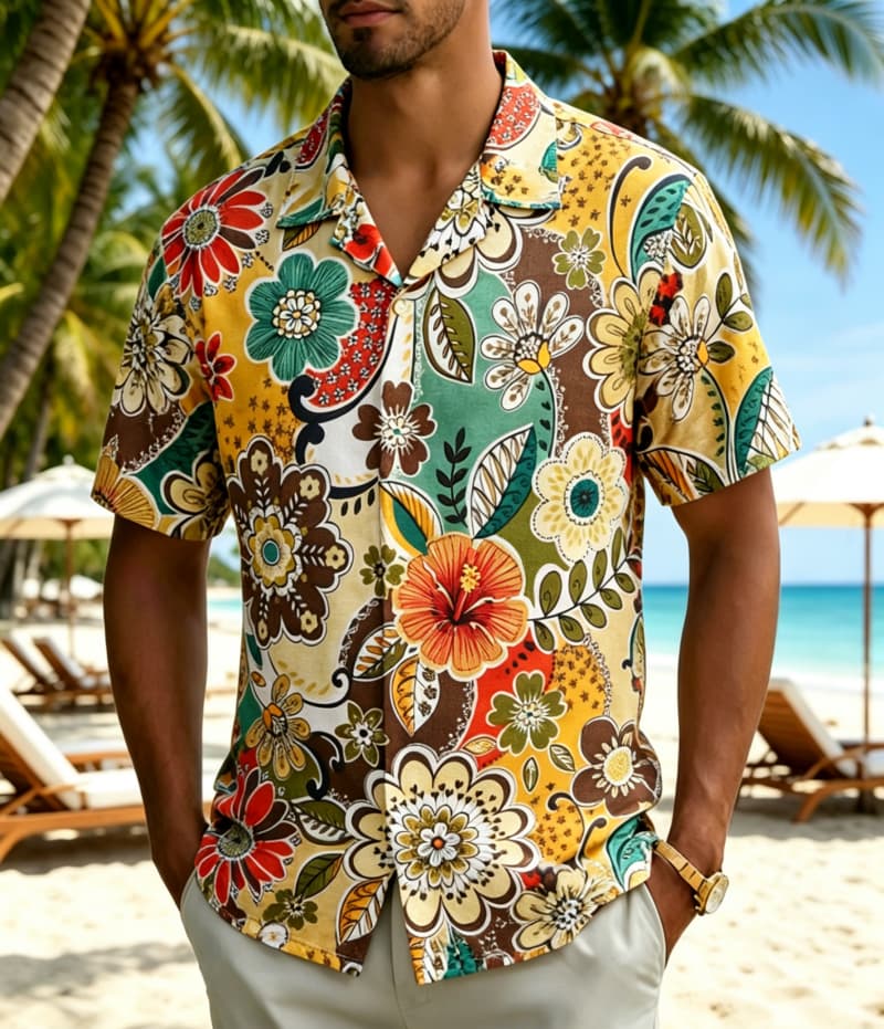 Vintage Hawaiian Floral Shirt - Camicia Vintage Boho con Stampa Floreale