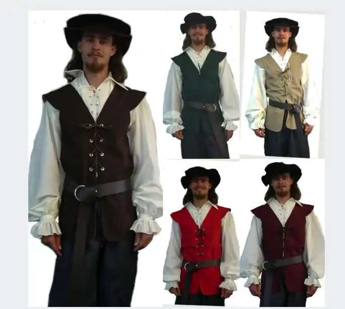 Medieval Gothic Lace Up Pirate Shirt - Camicie medievali increspate gotico Steampunk vittoriano