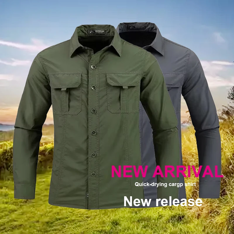 Tactical Military Shirt Cargo - Camicia da uomo leggera ad asciugatura
