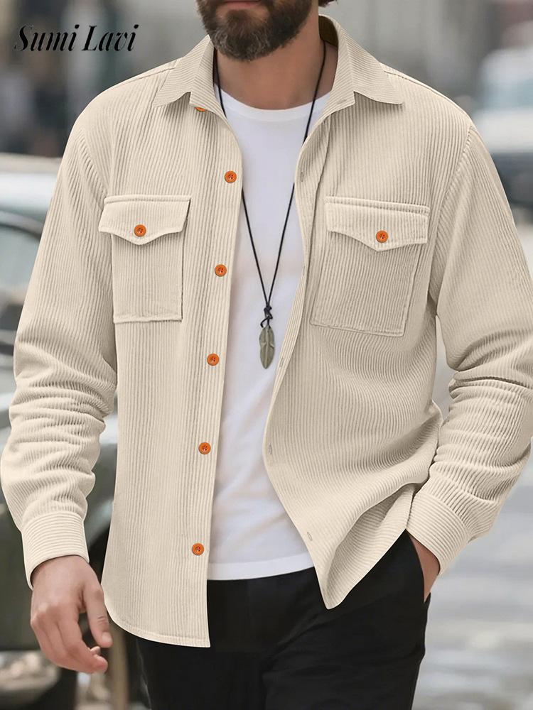 Corduroy Button Up Shirt Men - Giacca da camicia in velluto a