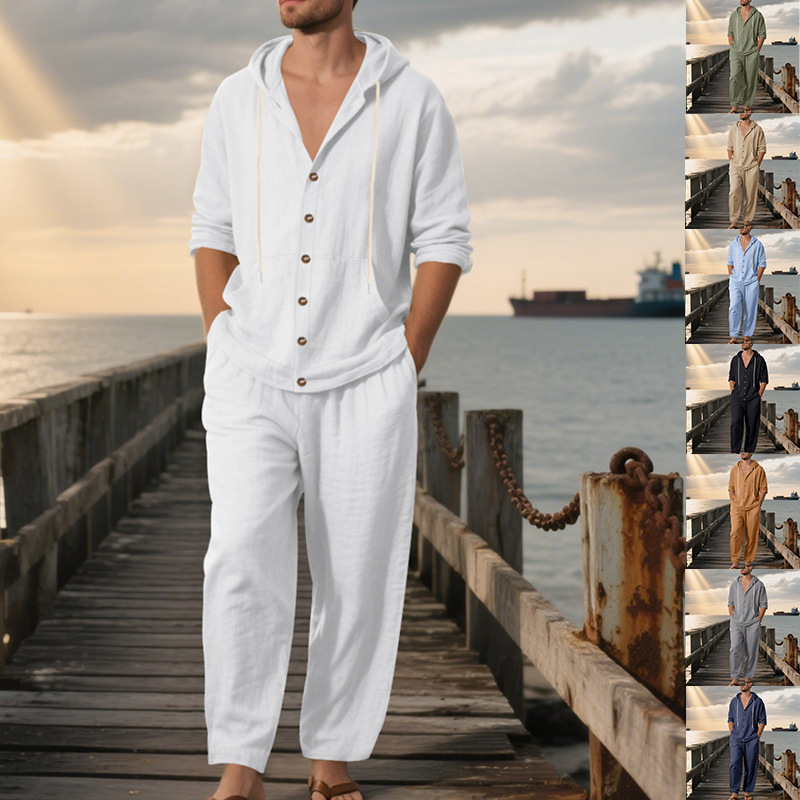 Mens Linen Shirt Long Sleeve - Completo Estivo da Uomo in Lino