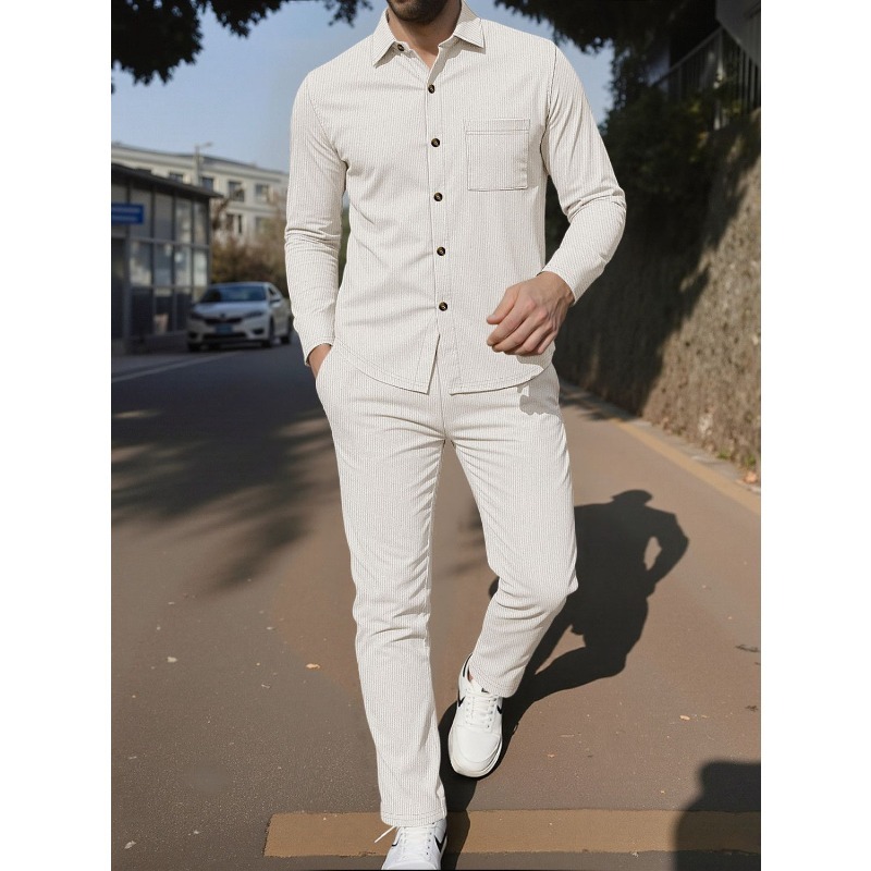 Corduroy Button Up Shirt Men - Completo da Uomo in Velluto a