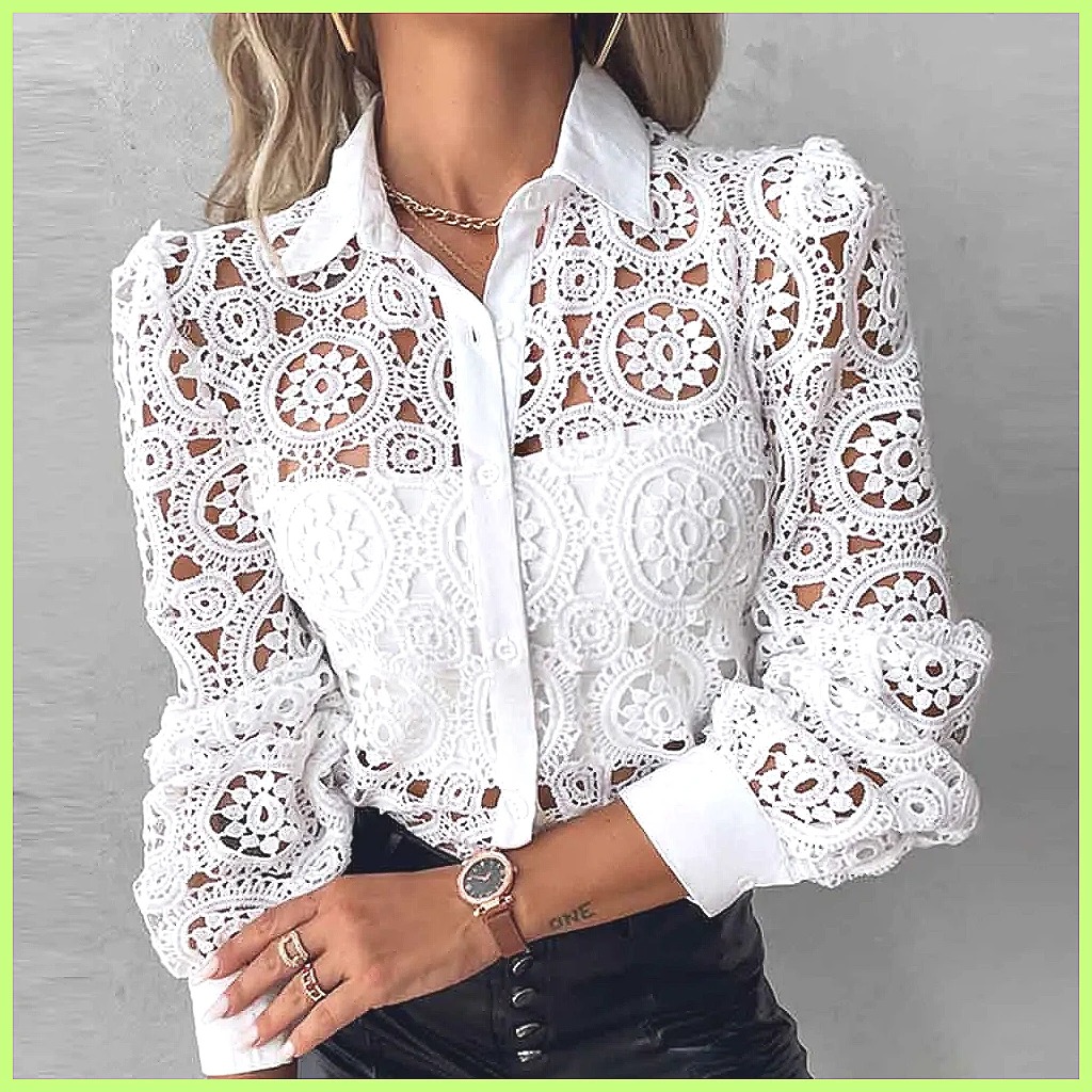 Shirts - Camicia Bianca in Pizzo da Donna
