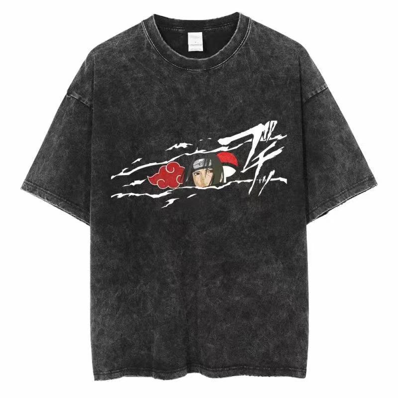 Acid Wash Vintage Graphic T Shirt - T-shirt effetto invecchiato Naruto per uomo