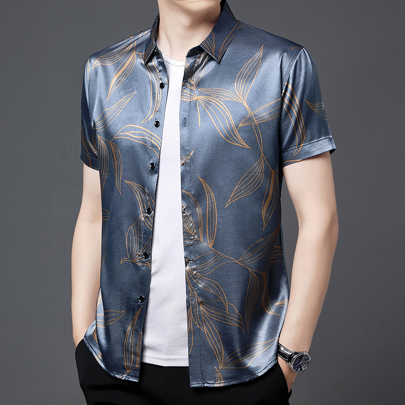 Mens Satin Silk Dress Shirt - Estate 2022 abbigliamento da uomo in