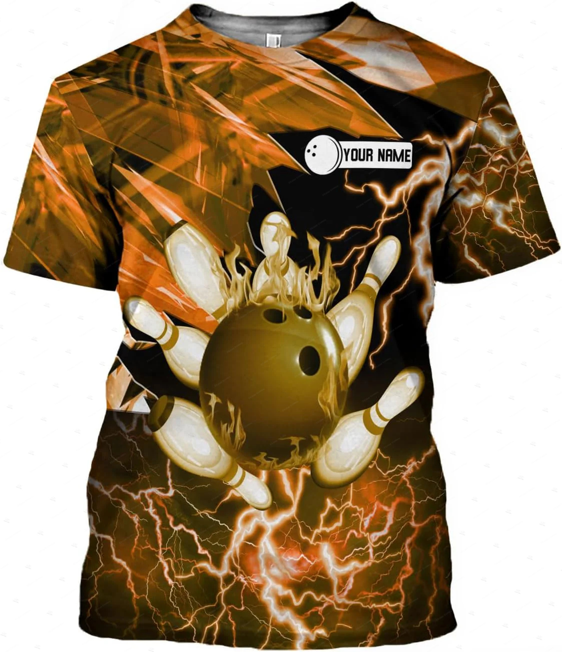 Short Sleeve Bowling Shirt Retro - Nome personalizzato Gradiente Bowling Fiamma Graffiti