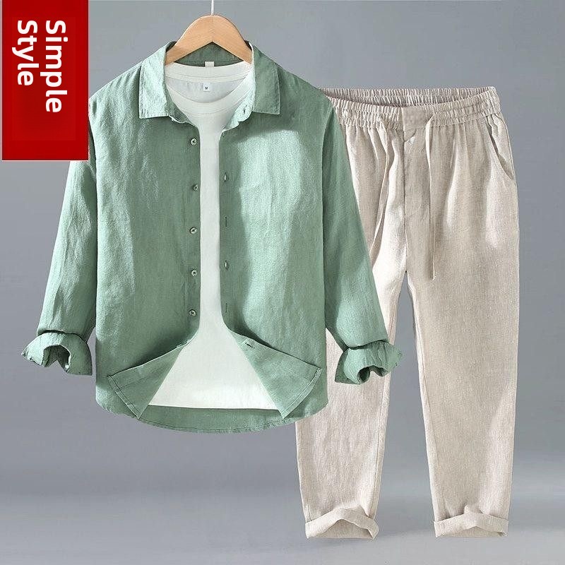 Mens Linen Shirt Long Sleeve - Completo Estivo da Uomo in Lino