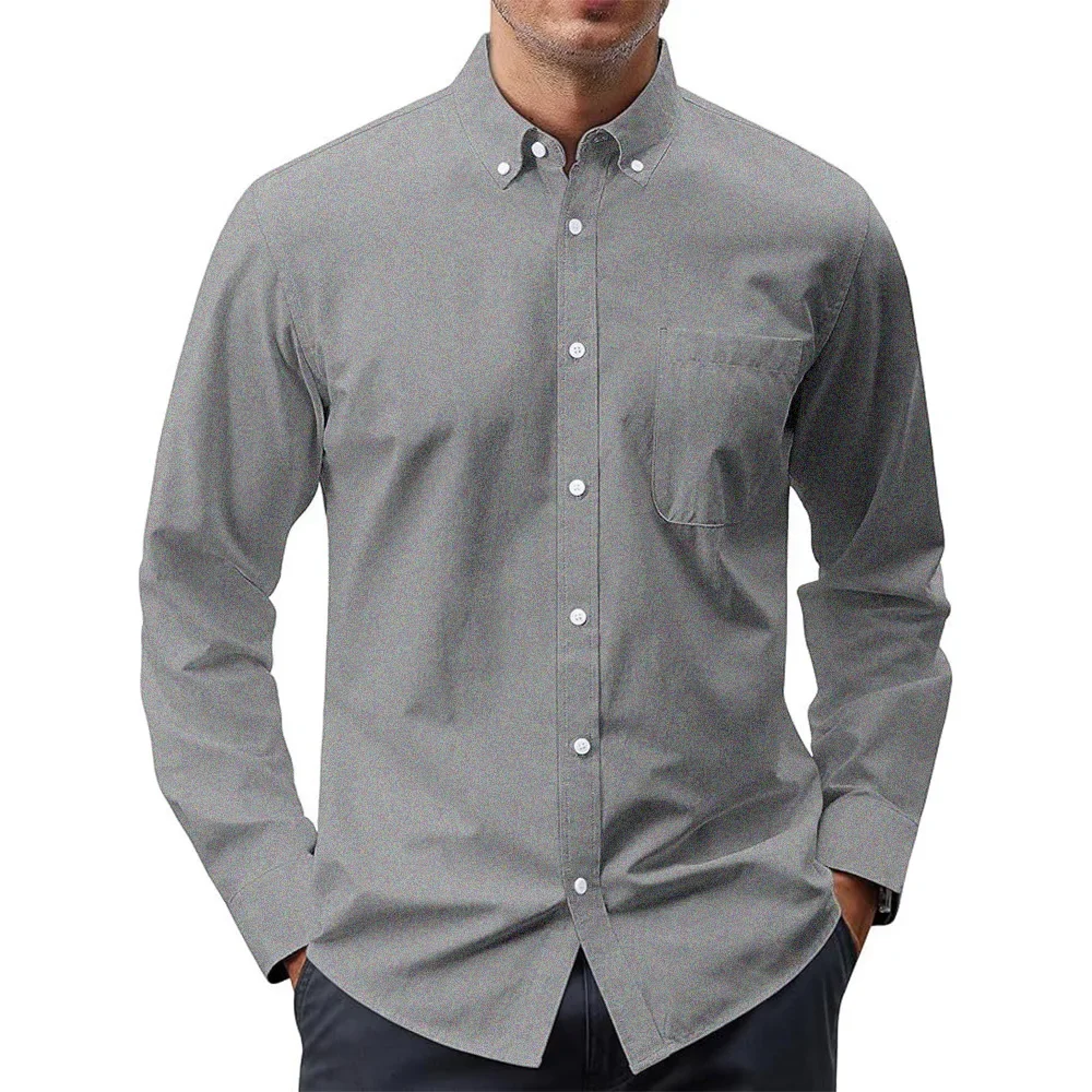 Oxford Cotton Casual Shirt Business - Camicie a maniche lunghe da uomo