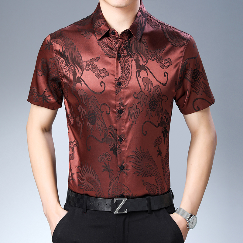 Mens di Modo Del Modello Camic - Mens Satin Silk Dress Shirt recensione e prezzo