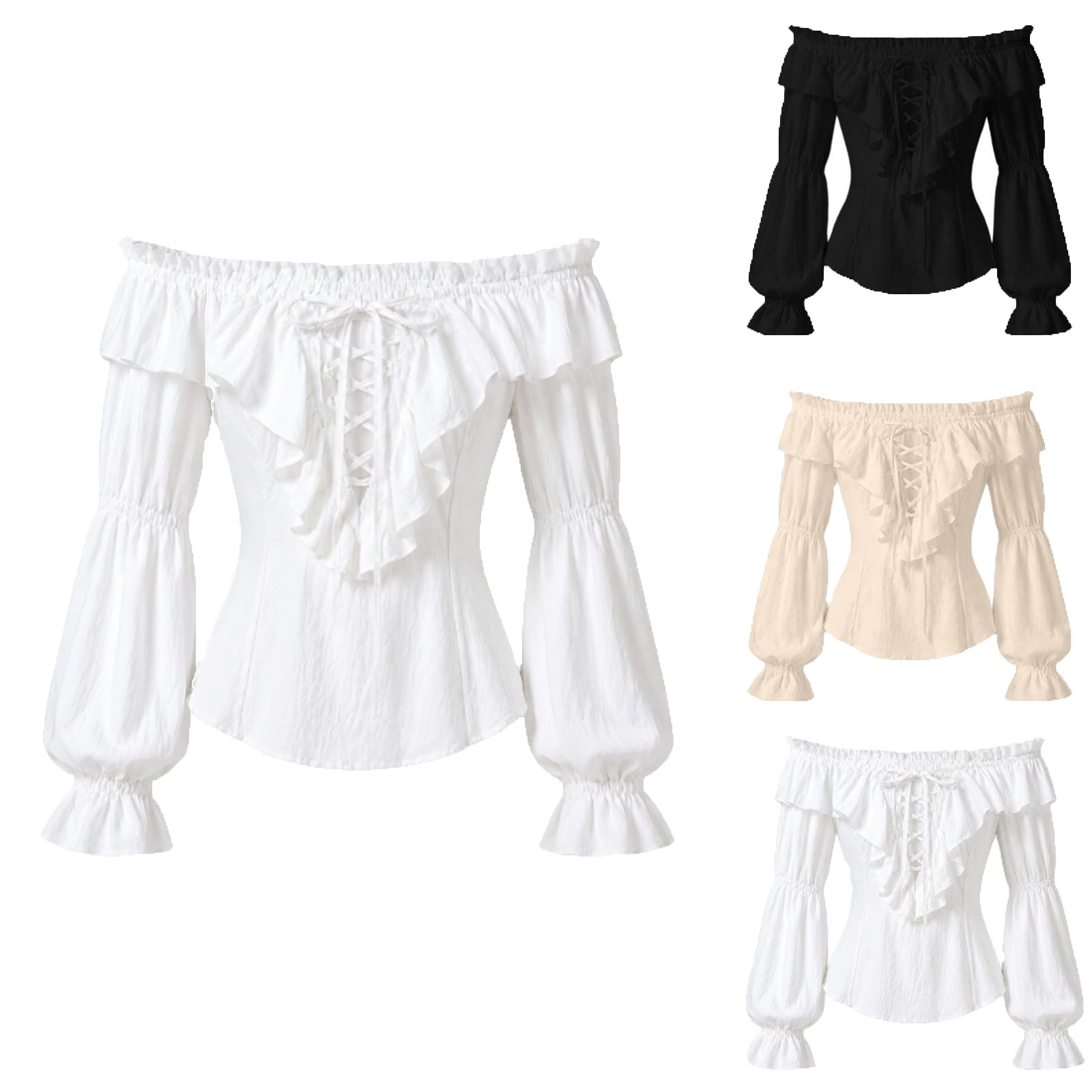Camicia da Pirata per Donne, S - Medieval Gothic Lace Up Pirate Shirt recensione e prezzo
