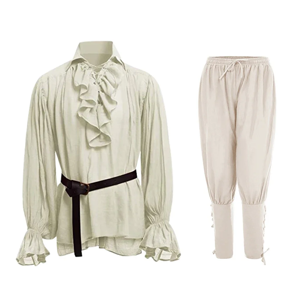 Camicie Medievali con Volant G - Medieval Gothic Lace Up Pirate Shirt recensione e prezzo