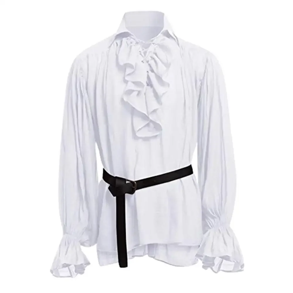 Camicie Medievali con Volant G - Medieval Gothic Lace Up Pirate Shirt recensione e prezzo