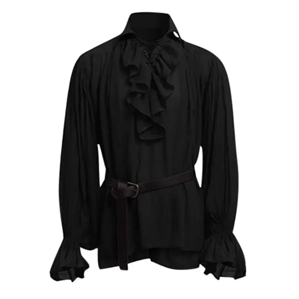 Camicie Medievali con Volant G - Medieval Gothic Lace Up Pirate Shirt recensione e prezzo