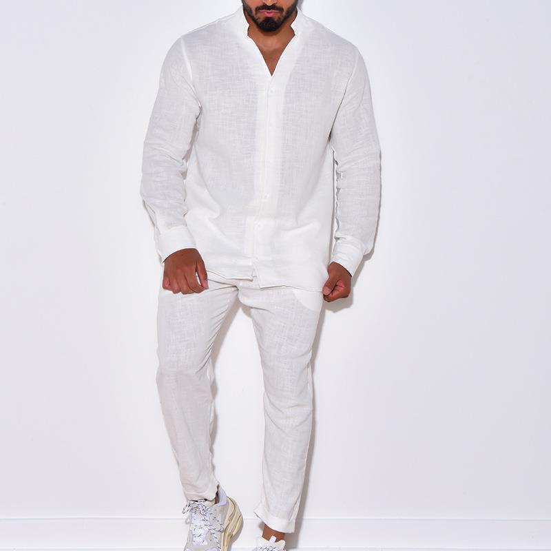 Set da uomo in lino primavera  - Mens Linen Shirt Long Sleeve recensione e prezzo