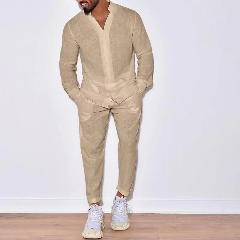 Set da uomo in lino primavera  - Mens Linen Shirt Long Sleeve recensione e prezzo