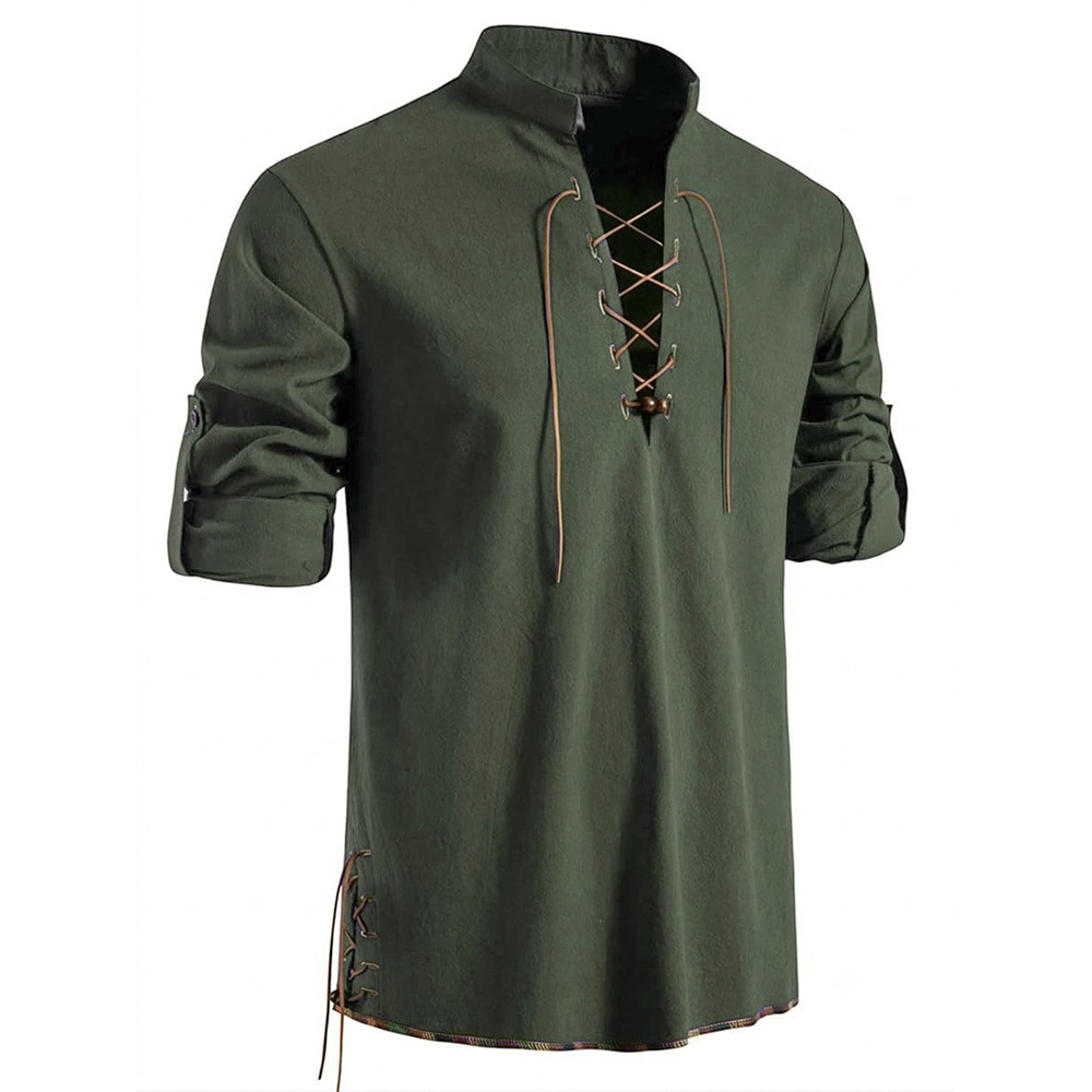 Camicia Medievale da Uomo con  - Medieval Gothic Lace Up Pirate Shirt recensione e prezzo