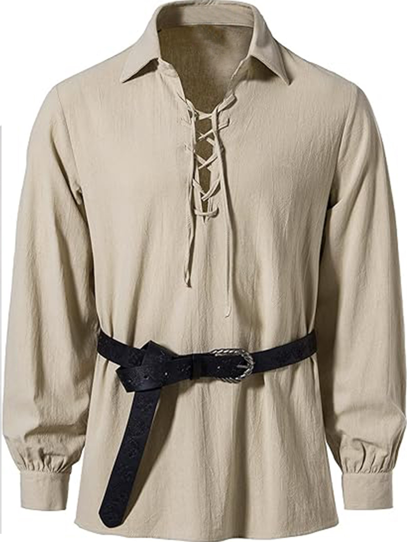 Camicia Tunica da Uomo Rinasci - Medieval Gothic Lace Up Pirate Shirt recensione e prezzo