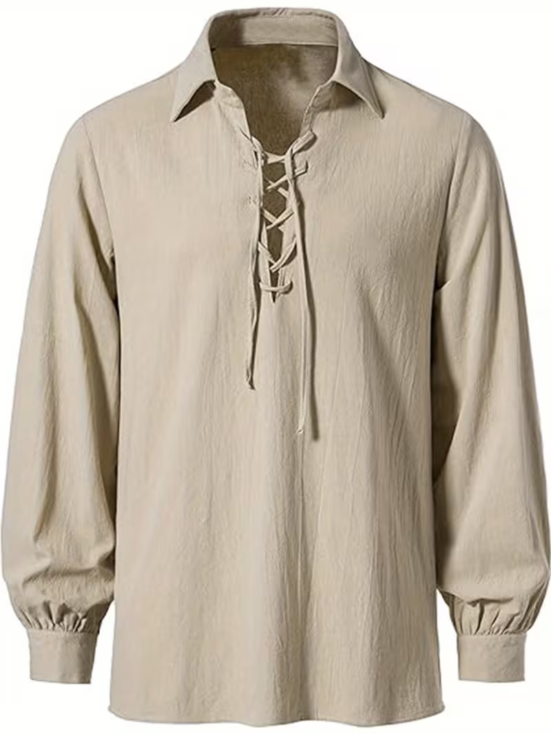 Camicia Tunica da Uomo Rinasci - Medieval Gothic Lace Up Pirate Shirt recensione e prezzo
