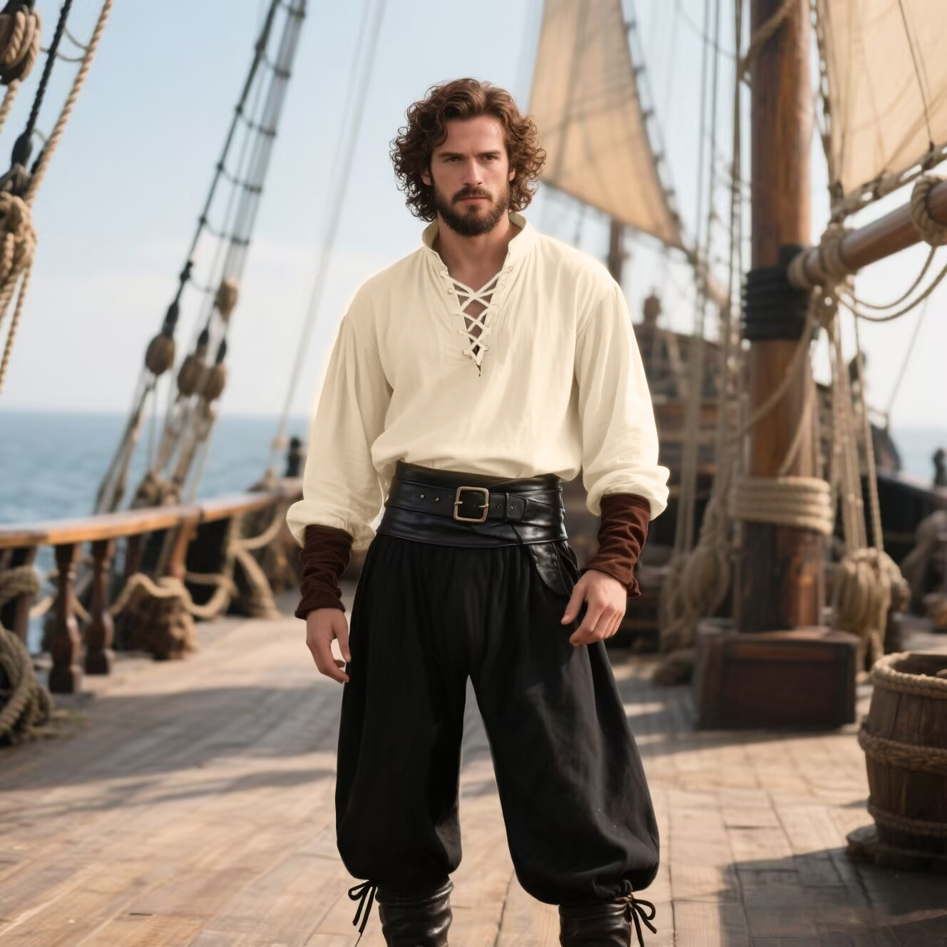 Camicia Medievale Rinascimenta - Medieval Gothic Lace Up Pirate Shirt recensione e prezzo