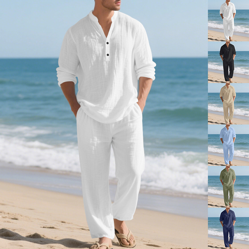 Linen Autumn New Men's Suit Be - Mens Linen Shirt Long Sleeve recensione e prezzo