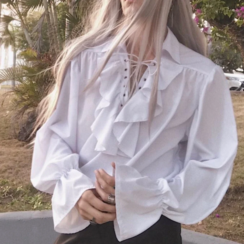 Camicia da uomo pirata Vampiro - Medieval Gothic Lace Up Pirate Shirt recensione e prezzo