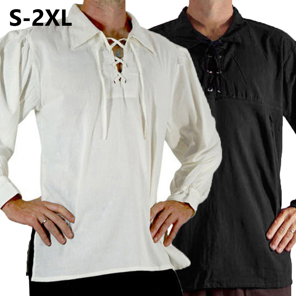 Costume da uomo medievale rina - Medieval Gothic Lace Up Pirate Shirt recensione e prezzo