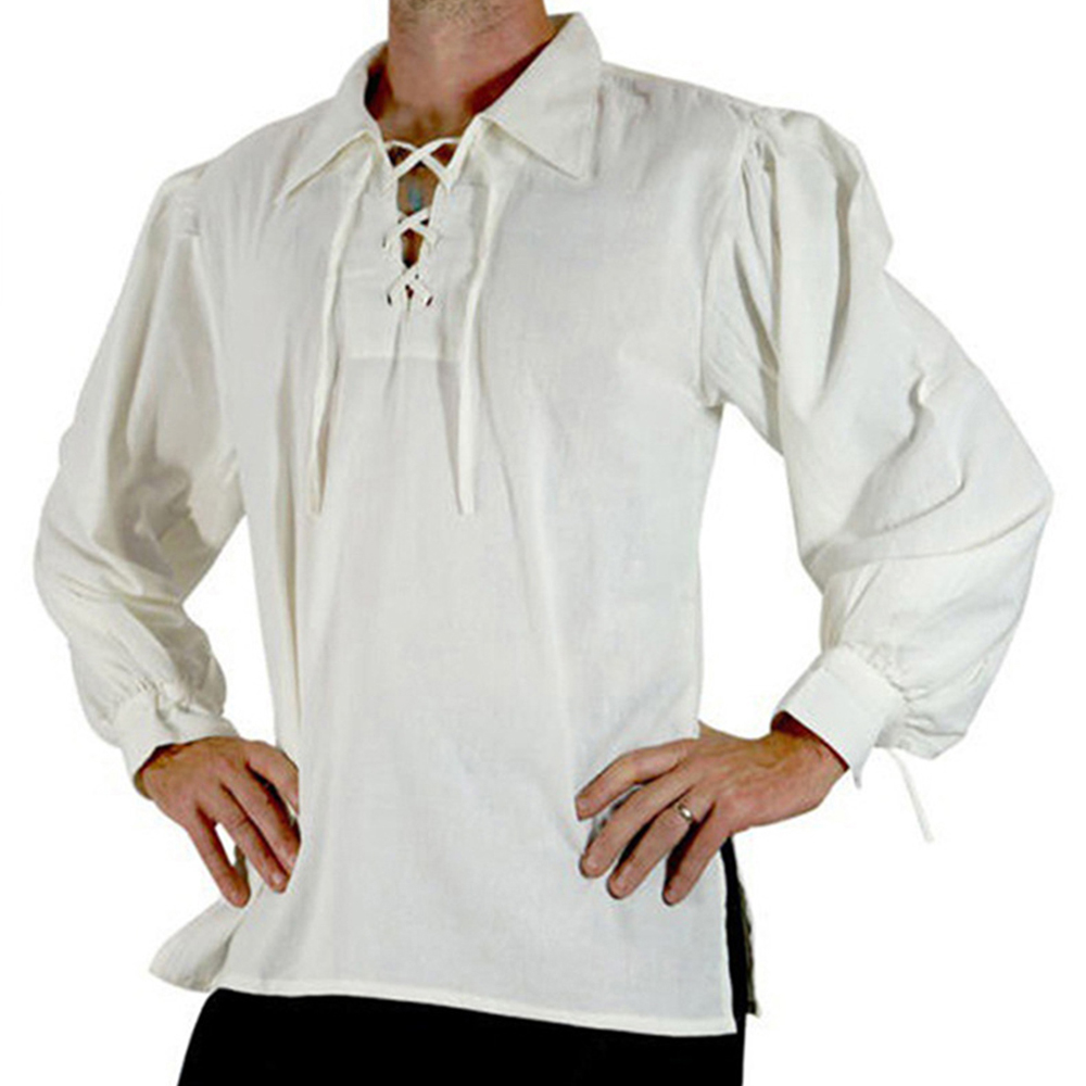 Costume da uomo medievale rina - Medieval Gothic Lace Up Pirate Shirt recensione e prezzo