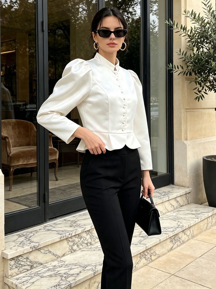 Camicetta Tossy con volant, ma - Mandarin Collar Formal Shirt Slim Fit recensione e prezzo