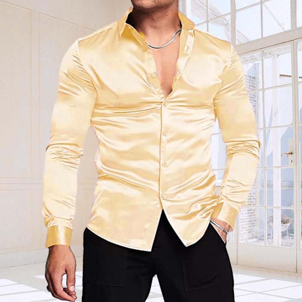 Camicia Elegante da Uomo in Ra - Mens Satin Silk Dress Shirt recensione e prezzo