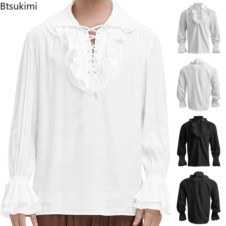 Camicia da pirata medievale ri - Medieval Gothic Lace Up Pirate Shirt recensione e prezzo